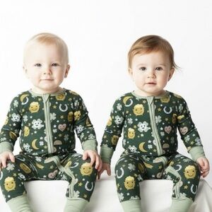 🍀 Emerson St. Patrick’s Day Lucky Charm SOFT Bamboo Zipper Pajamas 0–3 Months 🍀